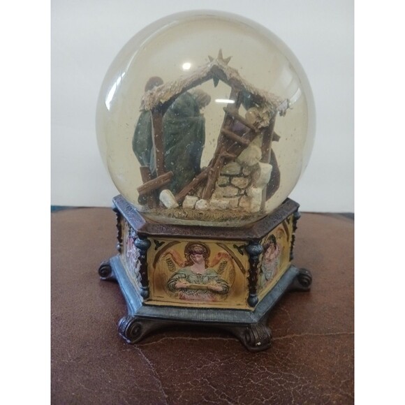 Nativity Snow Globe Music Box Kurt Adler Baby Jesus Christmas Joy To The World - Picture 3 of 6